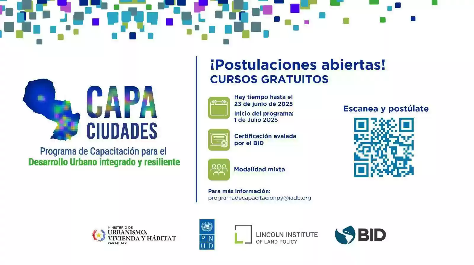 Postulaciones al Programa de Capacitación para el Desarrollo Urbano Integrado y Resiliente